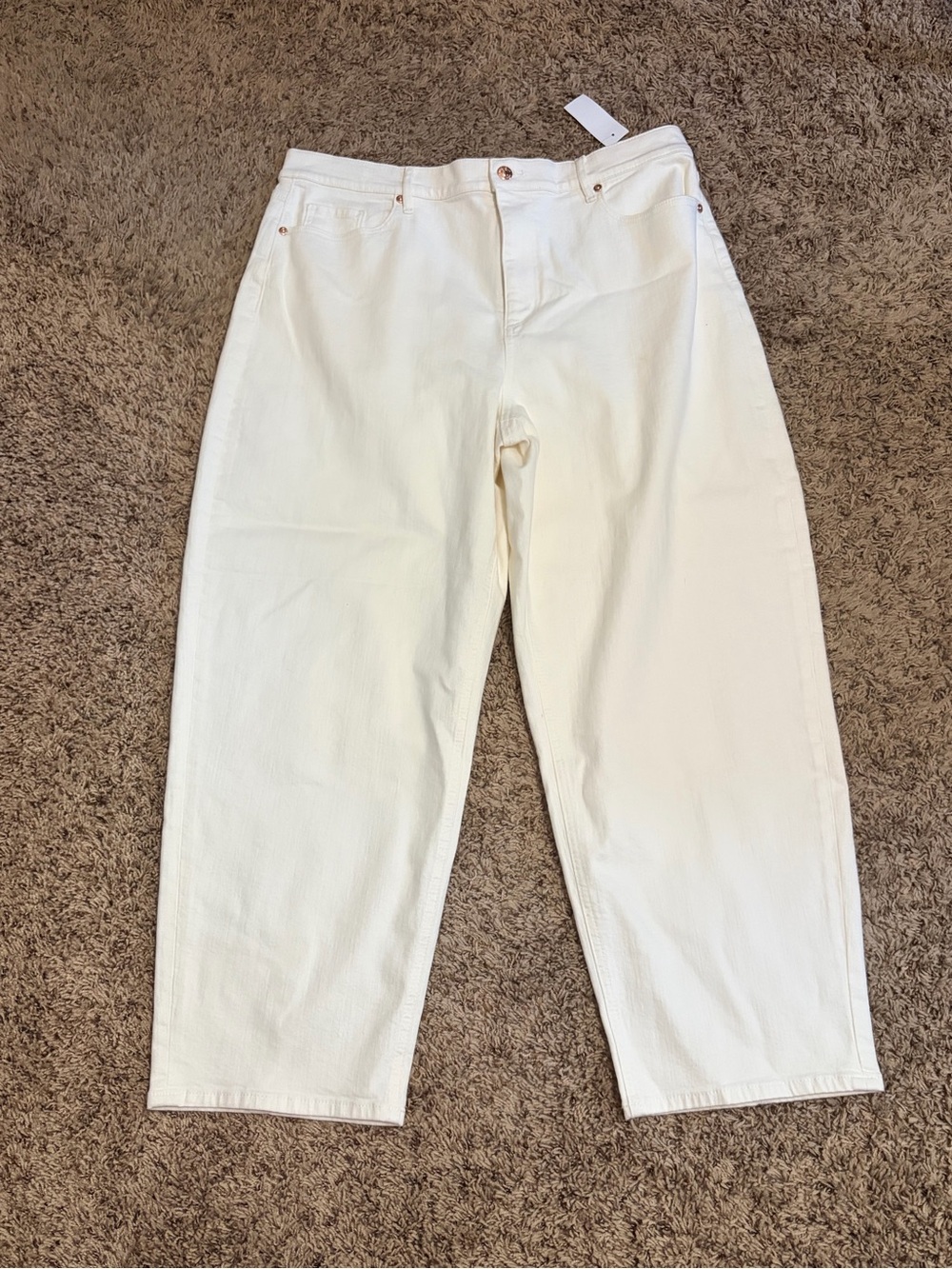Loft Outlet 14 High Rise Barrel cream jeans NWT